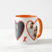 Valentines modernes Coeurs orange Photo Mug (Devant droit)