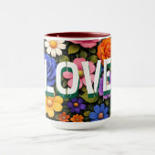 Valentine's Mug Floral Design Pattern Love Text (Centre)