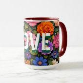 Valentine's Mug Floral Design Pattern Love Text (Devant droit)