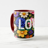 Valentine's Mug Floral Design Pattern Love Text (Devant gauche)