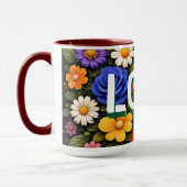 Valentine's Mug Floral Design Pattern Love Text Mok (Links)