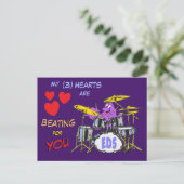 Valentines Octopus Cartoon 3 Coeurs Carte Postale (Debout devant)