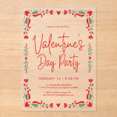 Valentine's party Invitation Acryl Uitnodigingen (Voorkant)