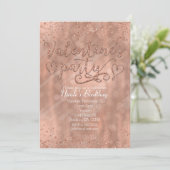 Valentine's Party Rose Rose Gold Glam Invitations (Debout devant)