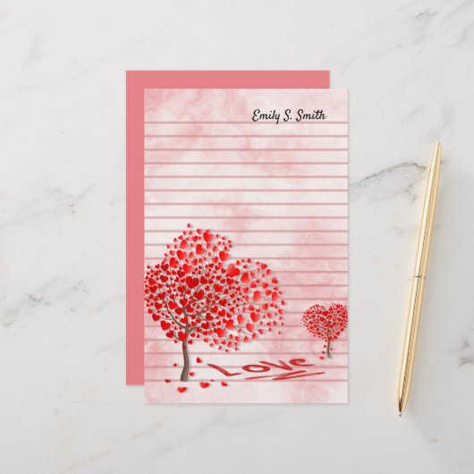 Valentines personnalisées Love Hearts Papeterie (Devant/Arrière en situation)