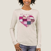 Valentine's Persoonlijke Patchwork Hart Tri-Blend Shirt (Voorkant)