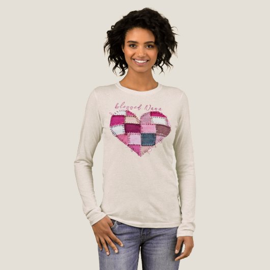 Valentine's Persoonlijke Patchwork Hart Tri-Blend Shirt (Voorkant)