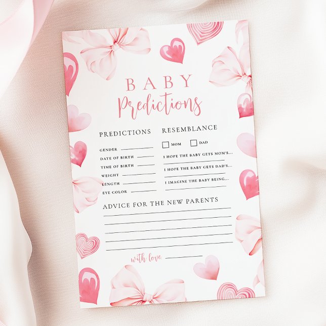 Valentine's Pink Bow Baby Shower Prediction Game (Creator heeft geüpload)