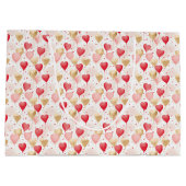 Valentine's Pink Red Gold Heart Balloons Pattern Groot Cadeauzakje (Achterkant)