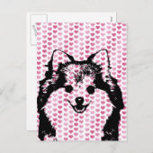 Valentines - Pomeranian Silhouette Feestdagenkaart (Voorkant / Achterkant)