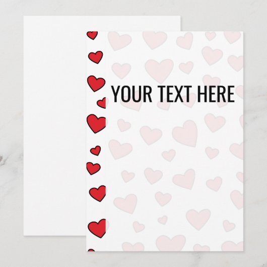 Valentines Red Heart Motif Faire-part (Devant / Derrière)