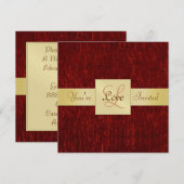 Valentines Red Metallic Gold Ribbon Invitation (Devant / Derrière)