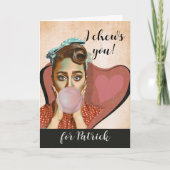 Valentines rétro pour la carte de gomme à mâcher d (Devant)