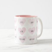 Valentines Rose Coeurs Modernes Initiales Café Mug (Devant droit)