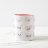 Valentines Rose Coeurs Modernes Initiales Café Mug (Centre)