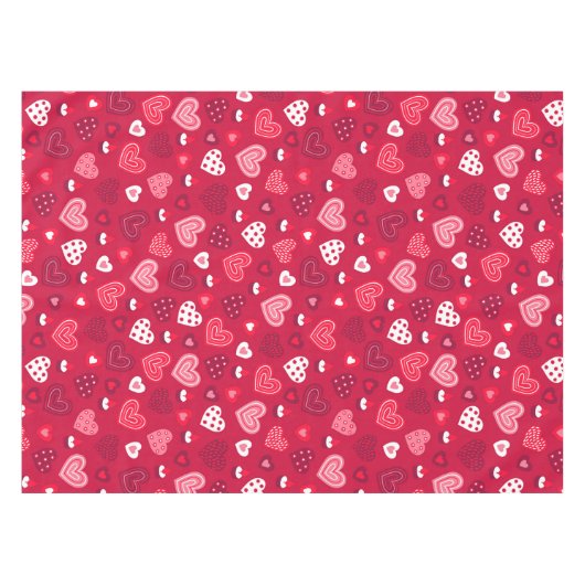 Valentines rouges et blanches Coeurs Motif Nappe (Devant (Horizontal))