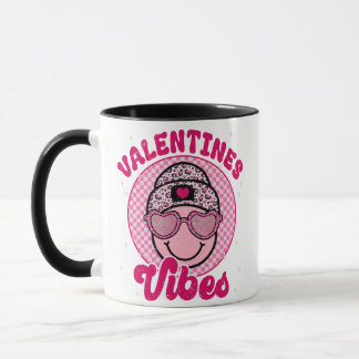 Valentines Vibes Gelukkig Gezicht Design • Roze Lu Mok