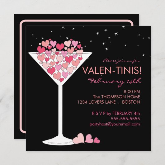 Valentini Martini Valentines Invitation à la fête (Devant / Derrière)