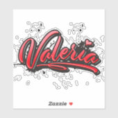 Valeria red Heart Graffiti Autocollants (Feuille)