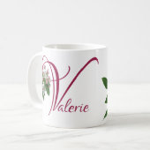 Valerie naam monogram roze bloemig C Koffiemok (Voorkant links)