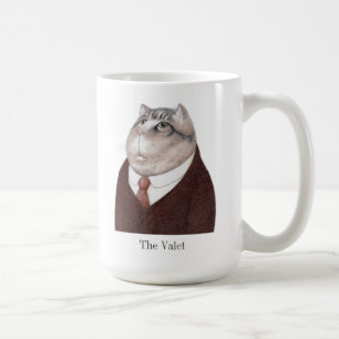 VALET CAT Tall White Mug + Texte