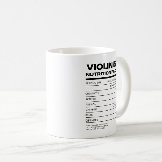 Valeur nutritive violoniste Café Mug (Devant droit)