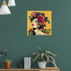 Valeur Poster Art Imprimer Femmes Avec Fleur Wreer