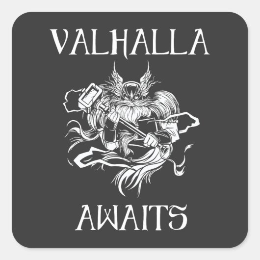 Valhalla Awaits Vierkante Sticker (Voorkant)