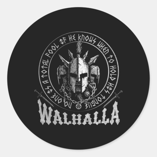 Valhalla Odin Viking Motif Ronde Sticker (Voorkant)