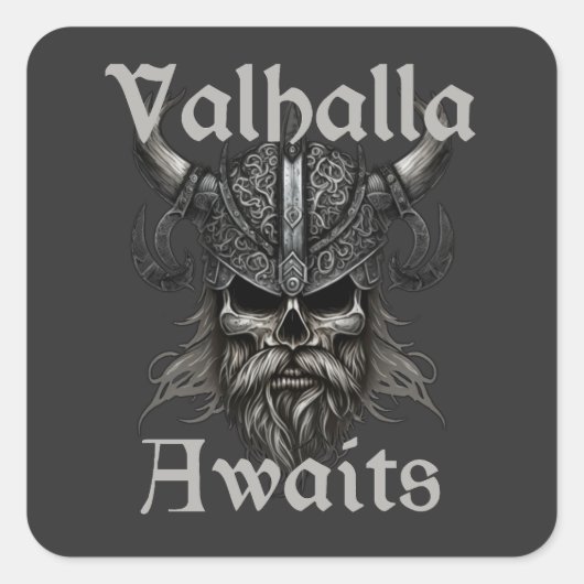 Valhalla wacht - schedel vierkante sticker (Voorkant)