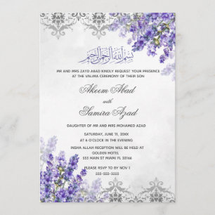 Valima Ceremonie Huwelijksuitnodiging Lavenders Kaart