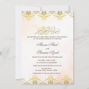 Valima Ceremony Wedding Invitation Damask Kaart