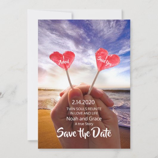 Valintine Twin Flame bespaart de data Save The Date (Voorkant)