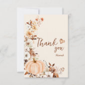 Valk in Love Pompoen Bruiloftsfeest Bedankkaart (Voorkant)