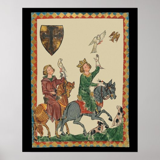 Valkerij, 14e-eeuwse Codex Manesse Poster (Voorkant)