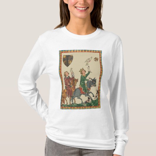 Valkerij, 14e-eeuwse Codex Manesse T-shirt (Voorkant)