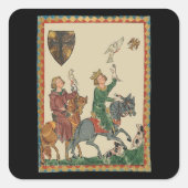 Valkerij, 14e-eeuwse Codex Manesse Vierkante Sticker (Voorkant)