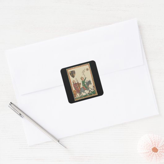 Valkerij, 14e-eeuwse Codex Manesse Vierkante Sticker (Envelop)