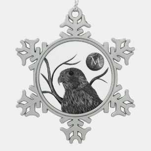 Valkmaan Volle Maan Monogram Tin Sneeuwvlok Ornament