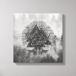 Valknut and Tree of Life Yggdrasil Canvas Afdruk