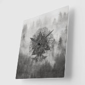 Valknut and Tree of Life Yggdrasil Vierkante Klok (Hoek)