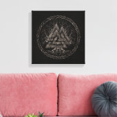 Valknut and Tree of Life Yggrdrasil Canvas Afdruk (Insitu (Woonkamer))