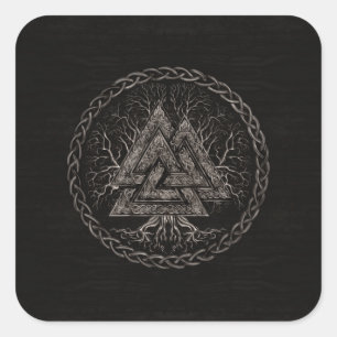 Valknut and Tree of Life Yggrdrasil Vierkante Sticker