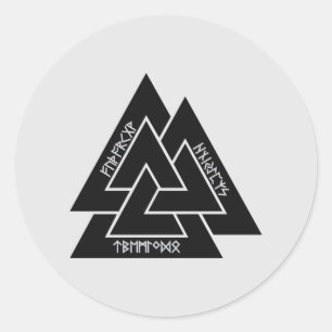 Valknut Etched runt stickers (rond)