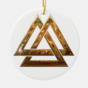 Valknut - goud keramisch ornament