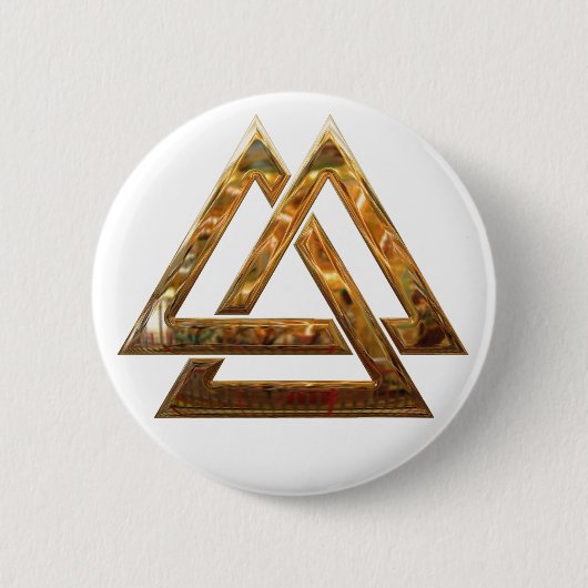 Valknut - goud ronde button 5,7 cm (Voorkant)