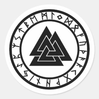 Valknut II - Rune Circle Ronde Sticker