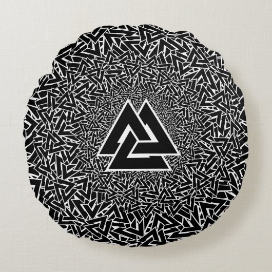Valknut Rond Kussen (Voorkant)
