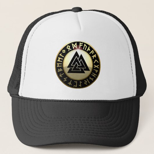 Valknut Rune Shield Trucker Pet (Voorkant)