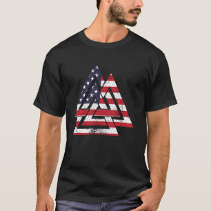 Valknut Symbol America Verenigde Staten Vlag Patri T-shirt